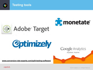 © 2015 Capstrat, LLC. All Rights Reserved.
Testing tools
www.conversion-rate-experts.com/split-testing-software/
 