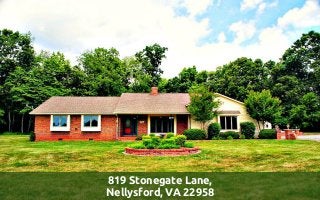 819 Stonegate Lane, 
Nellysford, VA 22958 
 