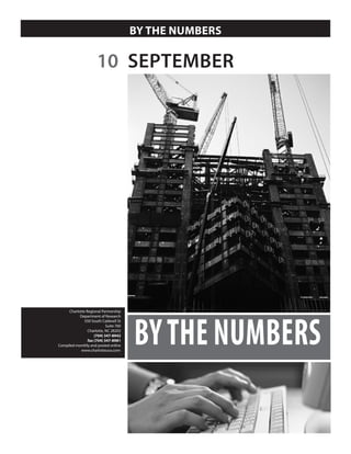 BY THE NUMBERS

                      10 SEPTEMBER




                                       BY THE NUMBERS
     Charlotte Regional Partnership
           Department of Research
              550 South Caldwell St
                           Suite 760
                Charlotte, NC 28202
                    (704) 347-8942
                fax (704) 347-8981
Compiled monthly and posted online
            www.charlotteusa.com:
 