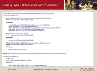 Linked Ancient World Data Institute2013-05-31 25
Linking Lives – Screenshots from P. Johnston
 