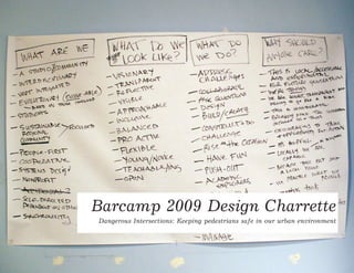 Barcamp 2009 Design Charrette
Dangerous Intersections: Keeping pedestrians safe in our urban environment
 