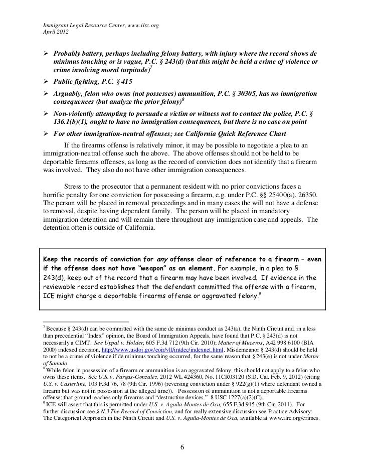 chart immigration effect of selected california firearm ilrc crimes chart