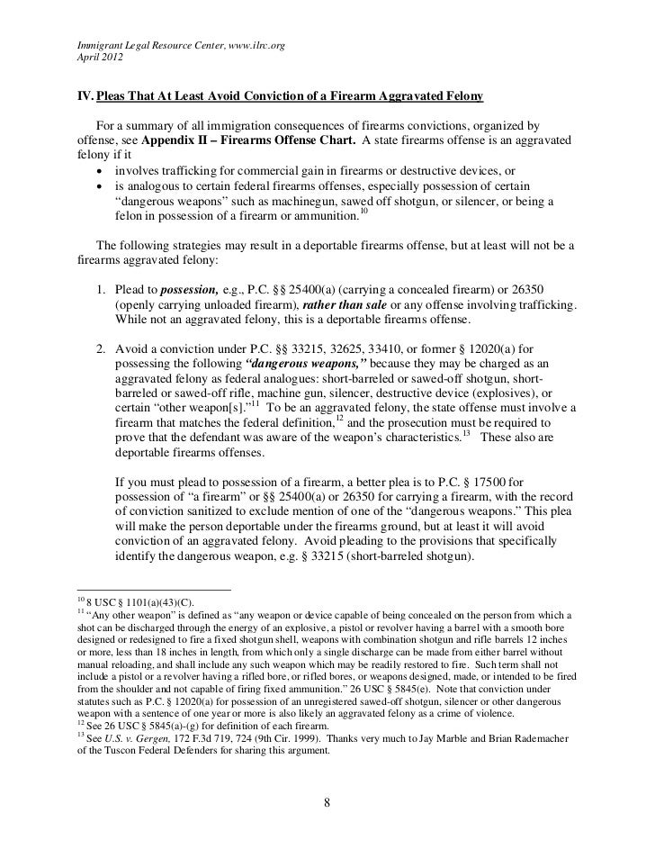 chart immigration effect of selected california firearm ilrc crimes chart