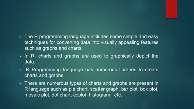 Chart and graphs in R programming language | PPTX | Programming ...
