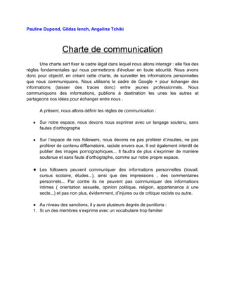 Charte de communication des personnages fictifs