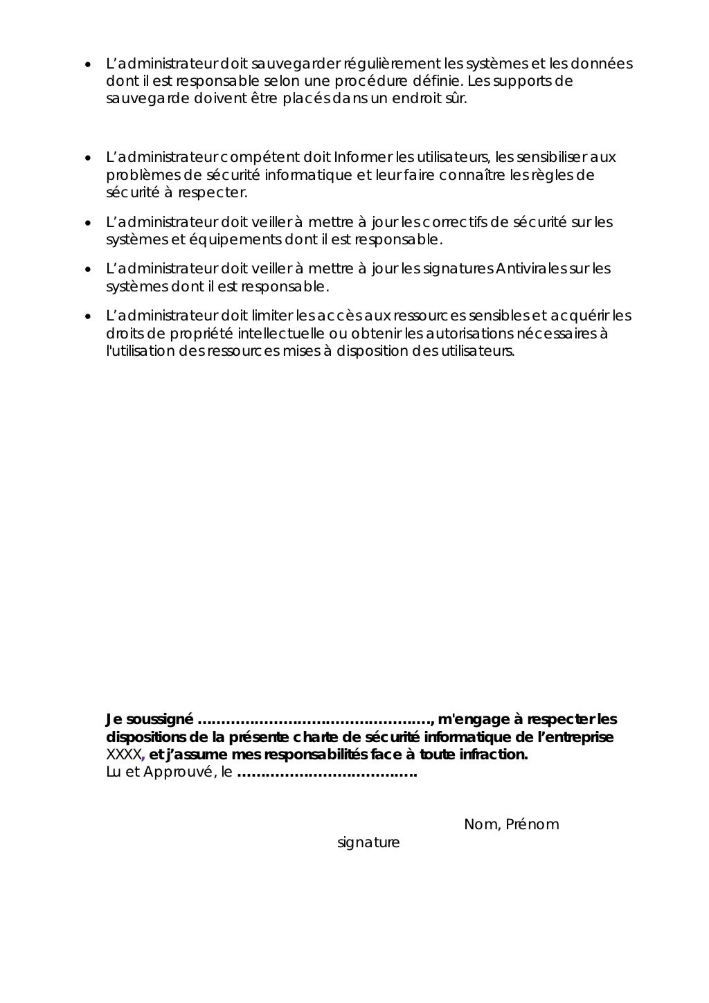 La Charte Informatique Est Un Document Pix