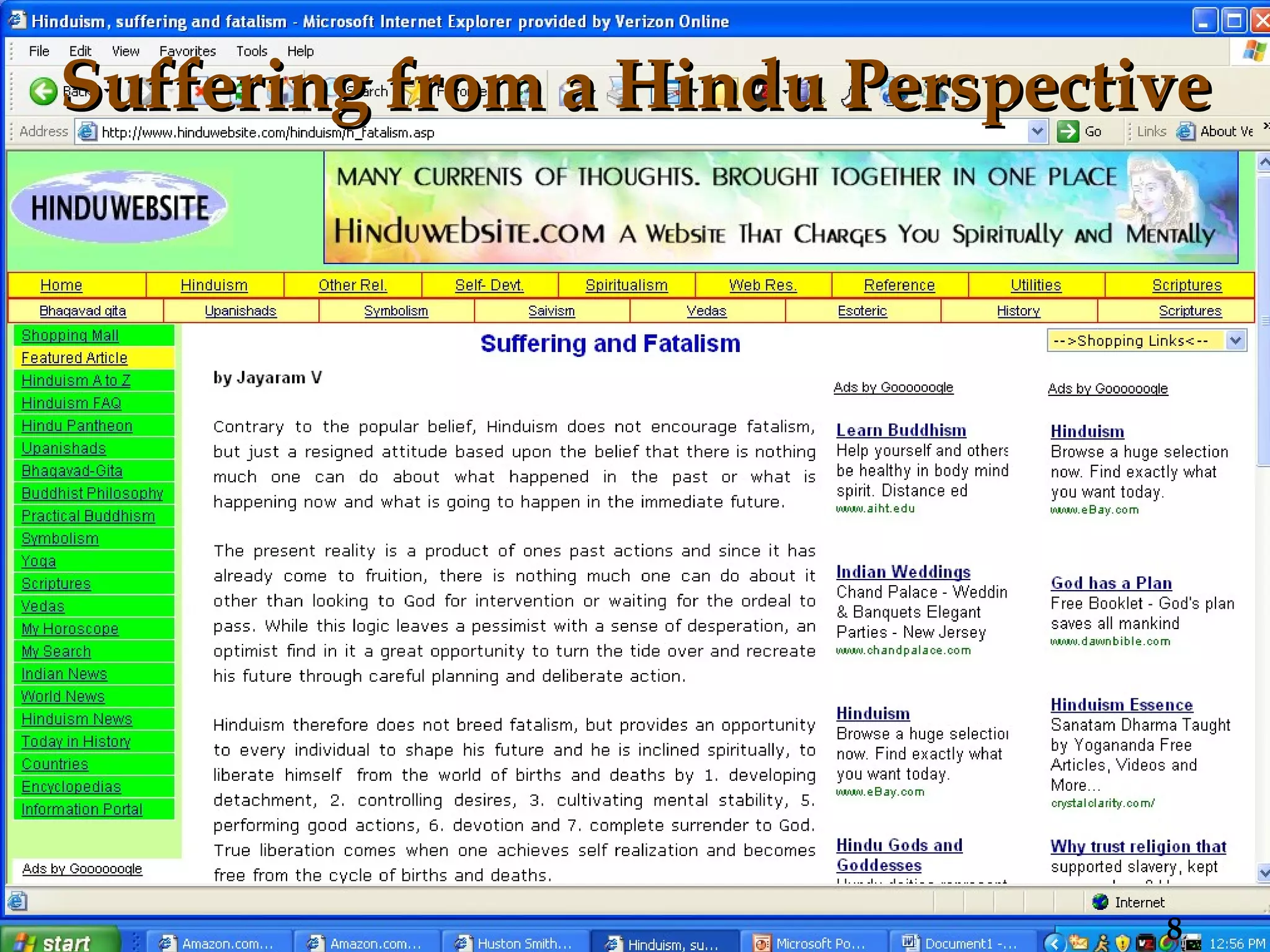 Suffering from a Hindu Perspective 