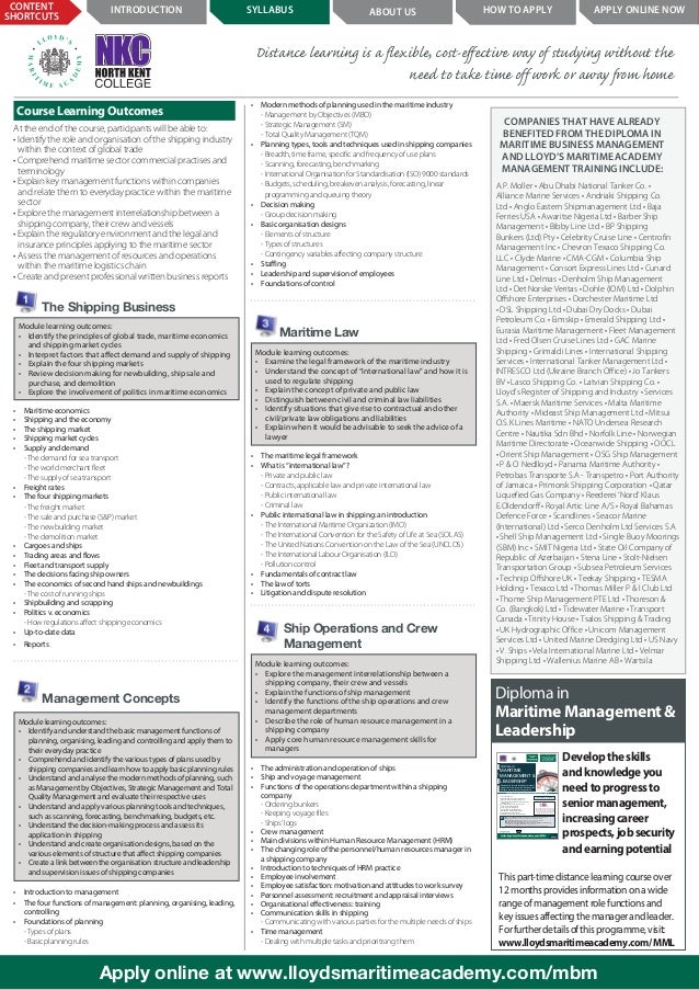 Diploma in Maritime Business Management by Lloyds Maritime Academy