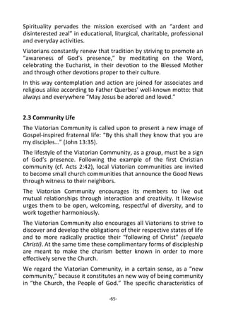 Charter of the viatorian community, 2012