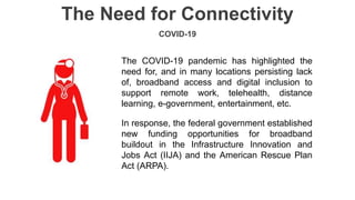The Need for Connectivity
COVID-19
The COVID-19 pandemic has highlighted the
need for, and in many locations persisting la...