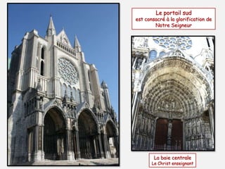 Le portail sud
est consacré à la glorification de
Notre Seigneur
La baie centrale
Le Christ enseignant
 
