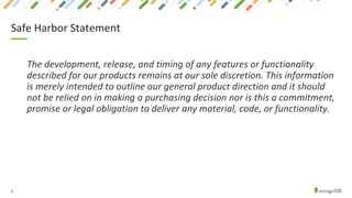 3
Safe Harbor Statement
The development, release, and timing of any features or functionality
described for our products remains at our sole discretion. This information
is merely intended to outline our general product direction and it should
not be relied on in making a purchasing decision nor is this a commitment,
promise or legal obligation to deliver any material, code, or functionality.
 