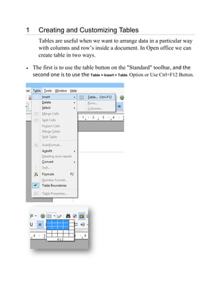 Charts & tables (Open Office) | PDF