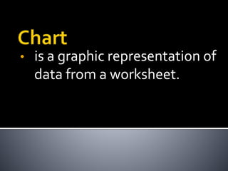 • is a graphic representation of
data from a worksheet.
 