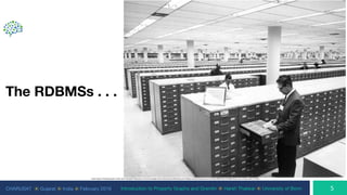 CHARUSAT ⦿ Gujarat ⦿ India ⦿ February 2019 Introduction to Property Graphs and Gremlin ⦿ Harsh Thakkar ⦿ University of Bonn
The RDBMSs . . .
 