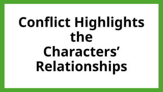 Conflict Highlights
the
Characters’
Relationships
 