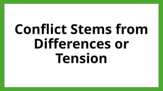 Conflict Stems from
Differences or
Tension
 
