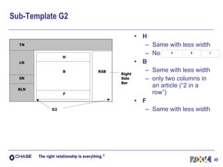 Sub-Template G2 H Same with less width No  B Same with less width only two columns in an article (“2 in a row”) F Same with less width 