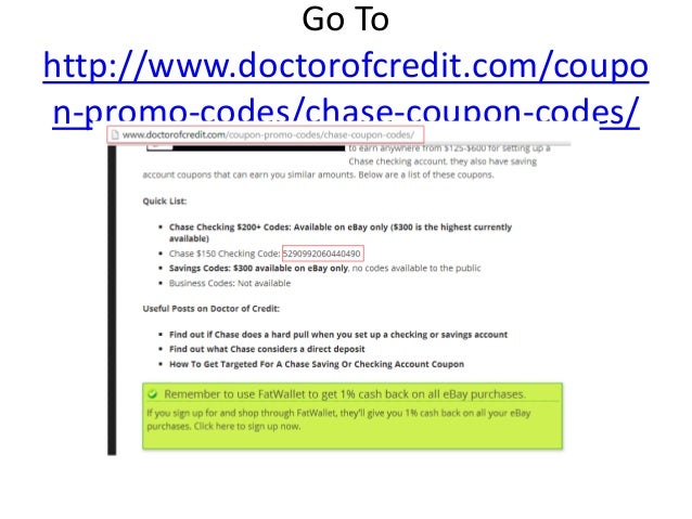 Chase check coupon code