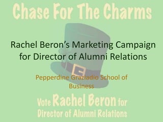 Rachel Beron’s Marketing Campaign
for Director of Alumni Relations
Pepperdine Graziadio School of
Business

 