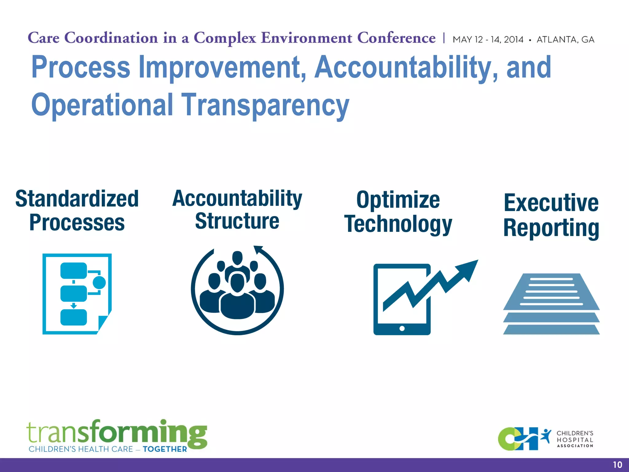 10
Process Improvement, Accountability, and
Operational Transparency
 