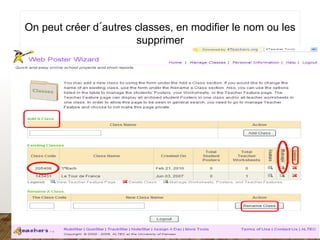 On peut créer d´autres classes, en modifier le nom ou les
supprimer
 