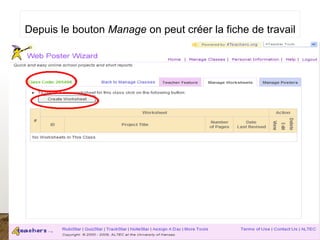 Depuis le bouton Manage on peut créer la fiche de travail
 