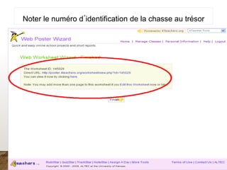 Noter le numéro d´identification de la chasse au trésor
 