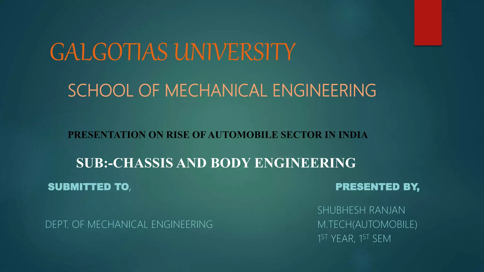 Chassis and body engineering by shubhesh ranjan(mtech automobile) PPT