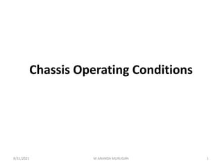 Chassis Operating Conditions
8/31/2021 M ANANDA MURUGAN 1
 