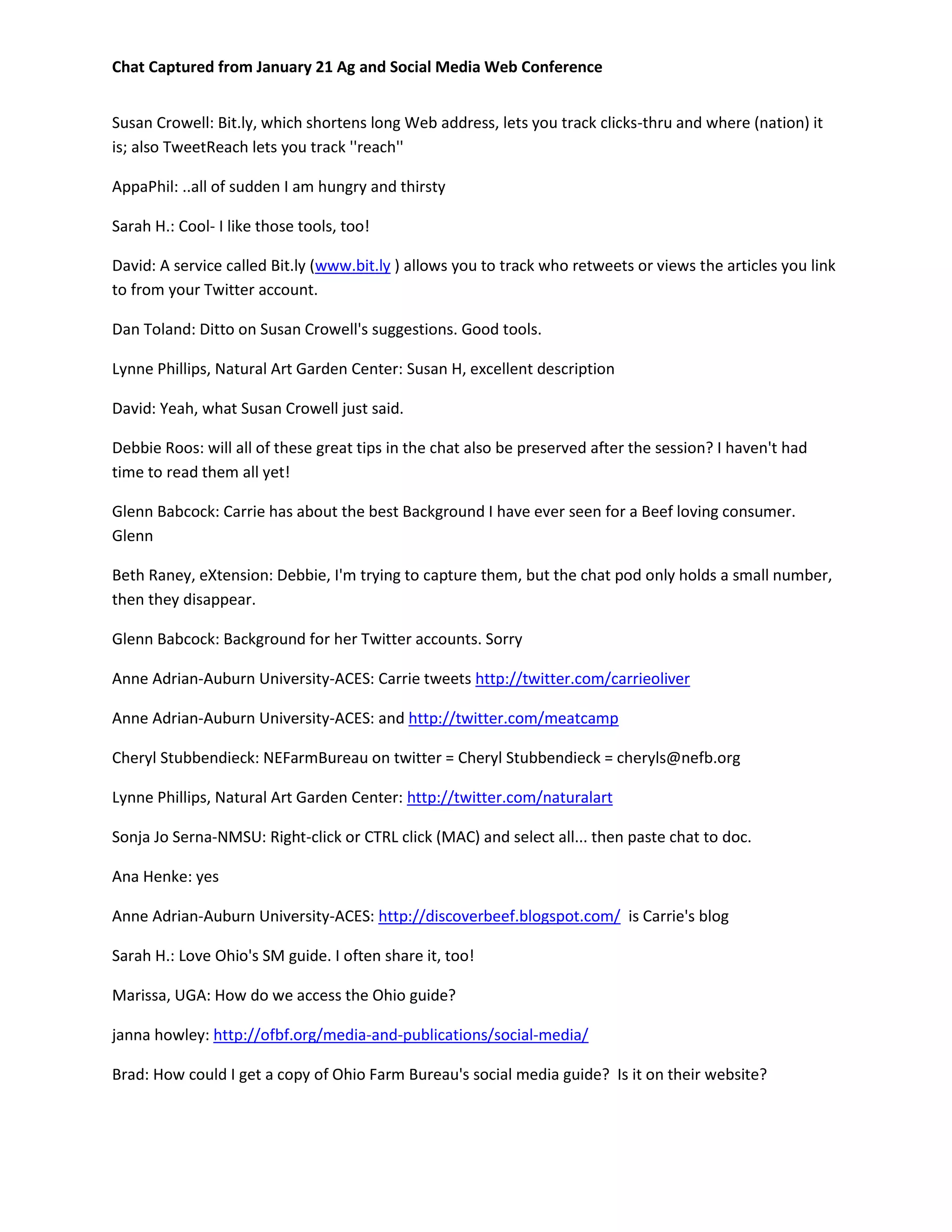 Chat from Ag and Social Media Web Conference