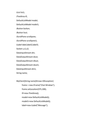 Chat application in java using swing and socket programming. | PDF