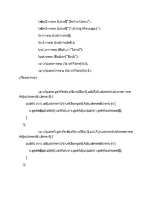 Chat application in java using swing and socket programming. | PDF