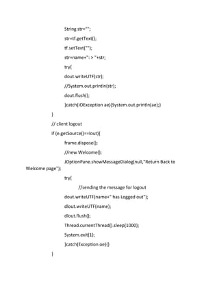Chat application in java using swing and socket programming. | PDF