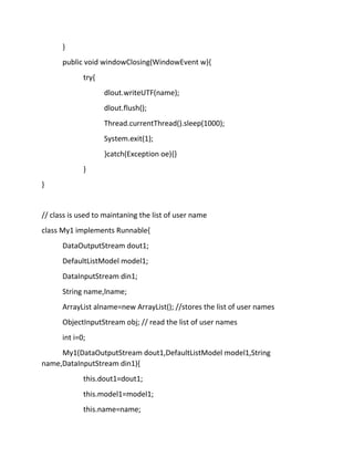 Chat application in java using swing and socket programming. | PDF