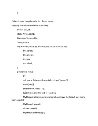 Chat application in java using swing and socket programming. | PDF