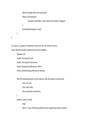 Chat application in java using swing and socket programming. | PDF