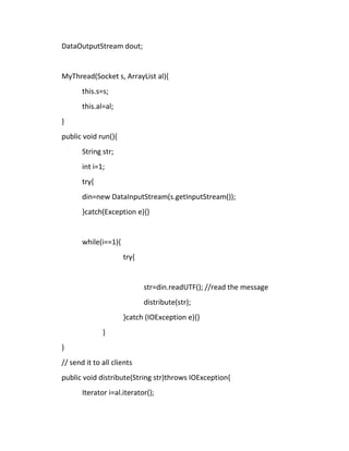 Chat application in java using swing and socket programming. | PDF