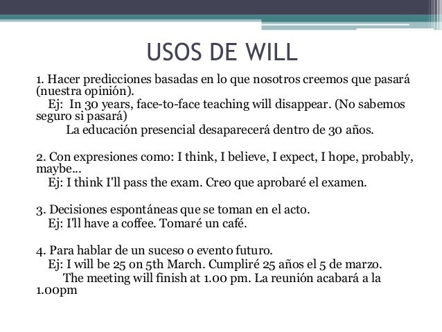Usos del Will y Going to