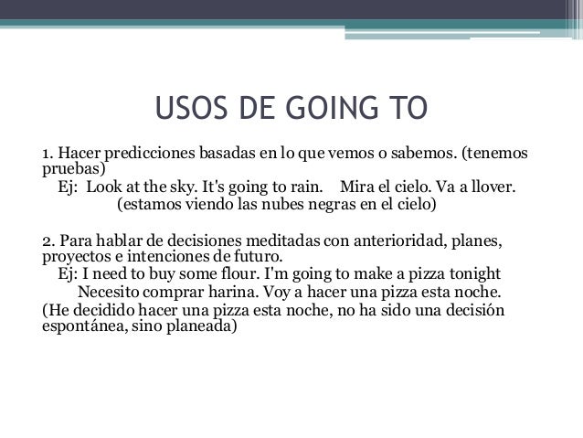 Usos del Will y Going to