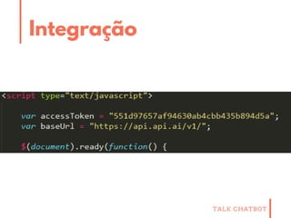TALK CHATBOT
Integração
 