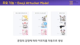 문장의 감정에 따라 이모지를 자동으로 생성
주요 기능 - Emoji Attacher Model
 