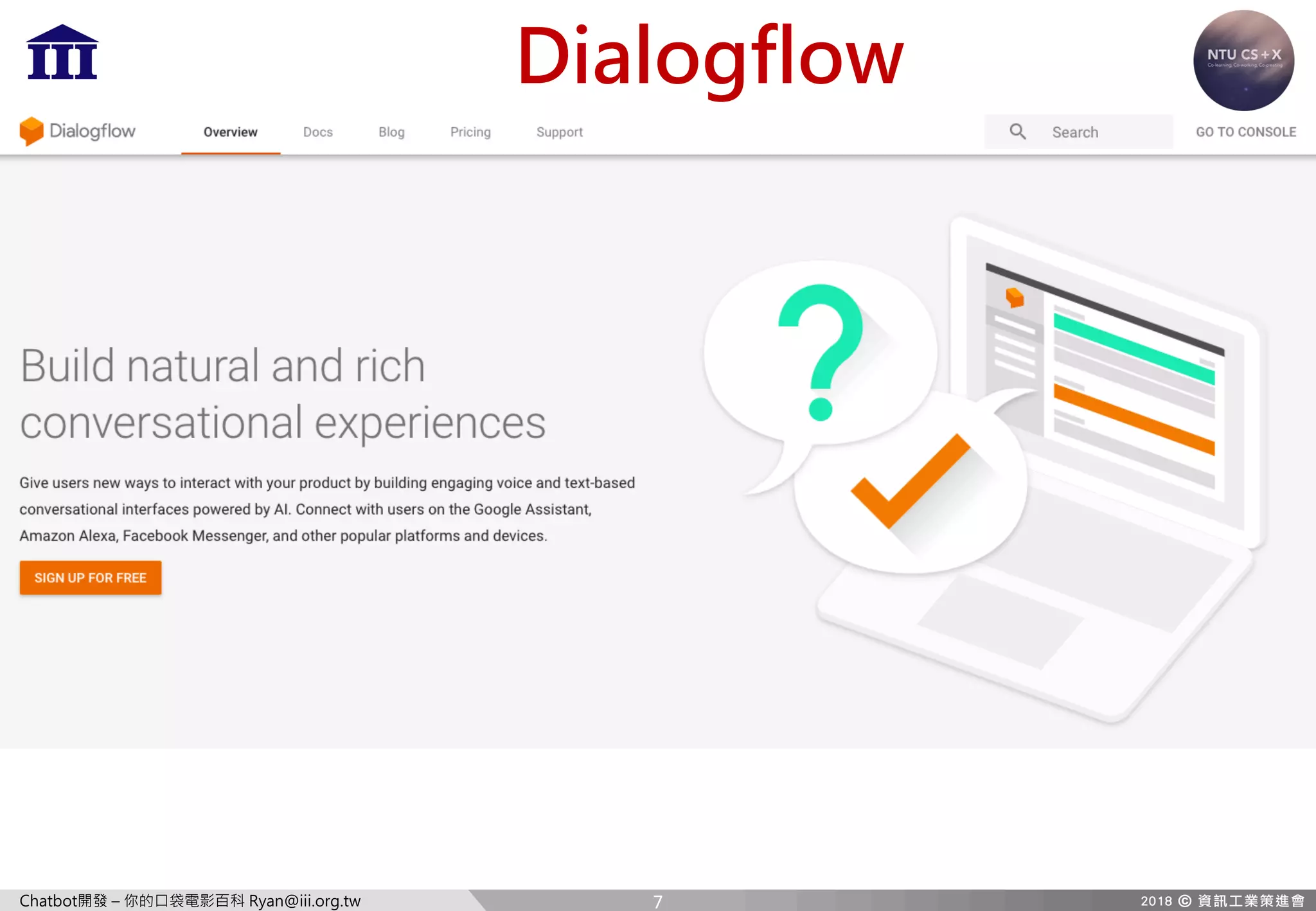 Chatbot開發 – 你的口袋電影百科 Ryan@iii.org.tw
Dialogflow
7
 