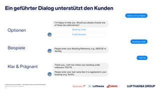 Lufthansa Group Chatbots – Der Weg in einen neuen Kundenkanal
Ein geführter Dialog unterstützt den Kunden
Optionen
Beispie...