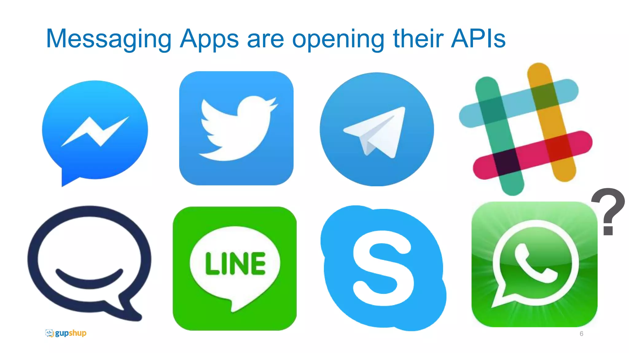 6
?
Messaging Apps are opening their APIs
 