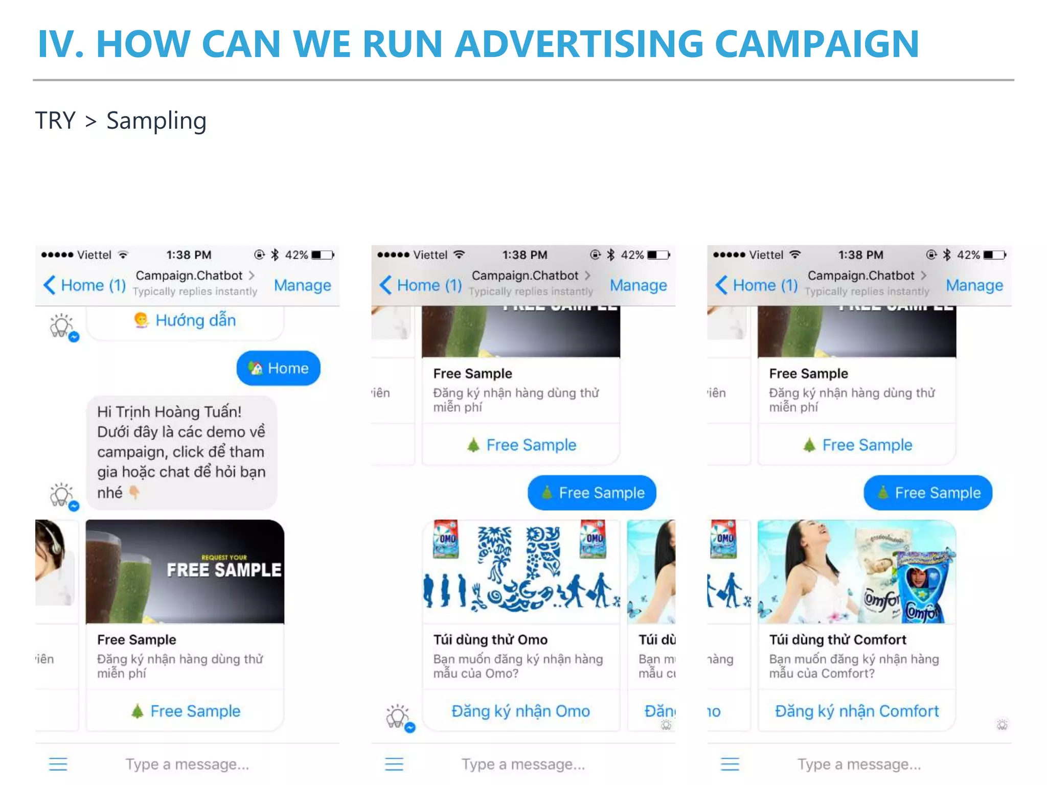 IV. HOW CAN WE RUN ADVERTISING CAMPAIGN
TRY > Sampling
 