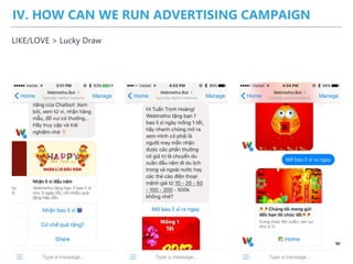 IV. HOW CAN WE RUN ADVERTISING CAMPAIGN
LIKE/LOVE > Lucky Draw
 