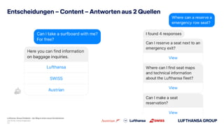 Lufthansa Group Chatbots – der Weg in einen neuen Kundenkanal
Entscheidungen – Content – Antworten aus 2 Quellen
Juli 2018...
