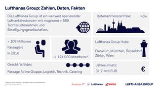 Lufthansa Group Chatbots – der Weg in einen neuen Kundenkanal
Juli 2018, Ivonne Engemann
!3
Lufthansa Group: Zahlen, Daten...