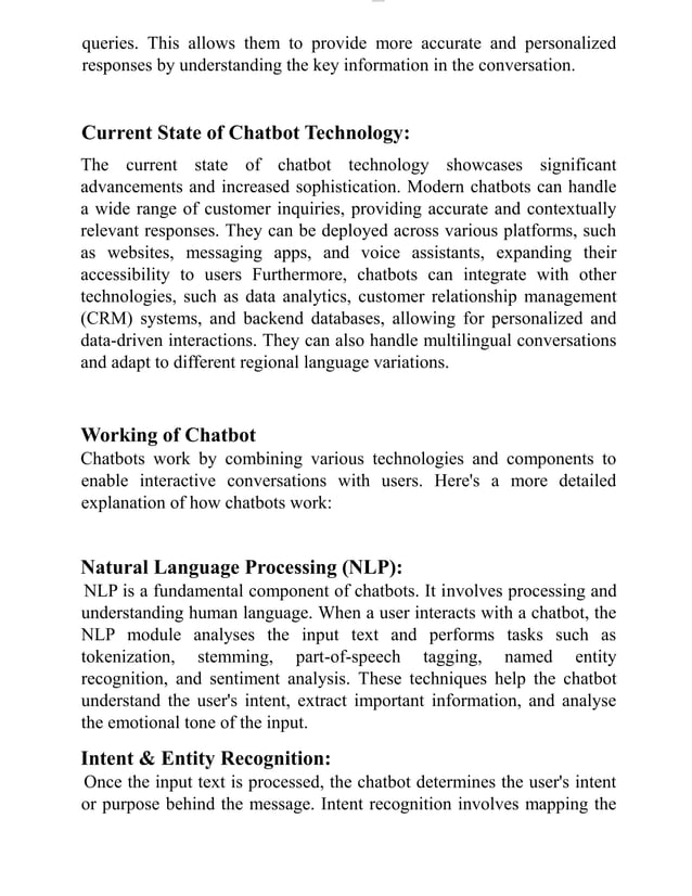 Chatbot report by Anishka gupta .pdf chatbot presentation | PDF